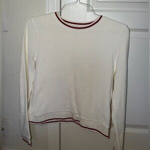 BDG Cream Crewneck Sweatshirt with Maroon Trim